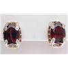 Image 1 : 14kt yellow gold garnet earrings14.99Ctw with dia