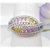 Image 1 : Multi-color sapphire and diamond ring 2.50Ctw 14k