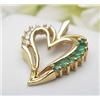 Image 1 : Heart pendant emerald and diamond approx .12Ctw 1