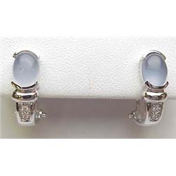 Chalcedony and diamond earrings omega backs