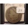 Image 1 : 1879-CC Morgan Silver Dollar  G