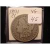 Image 1 : 1891-CC Morgan Silver Dollar  VG