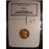 Image 1 : 1861 $2.50 Liberty Gold Coin  (Type 2)  NGC  MS 6