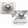 Image 1 : Ladys black pearl and diamond ring approx .18Ctw 