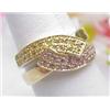 Image 1 : Yellow and pink sapphire ring 10kt yellow gold 4.