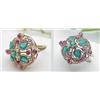 Image 1 : Ladys ring with synthetic rubies and emeralds 14k