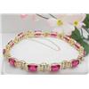 Image 1 : 14kt yellow gold created ruby bracelet 13.7gr 8