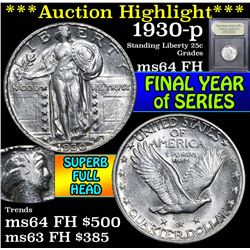 ***Auction Highlight*** 1930-p Standing Liberty Quarter 25c Graded Choice Unc FH By USCG (fc)