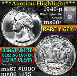 ***Auction Highlight*** 1946-p Washington Quarter 25c Graded GEM++ Unc By USCG (fc)