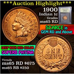 ***Auction Highlight*** 1900 Indian Cent 1c Graded GEM Unc RD By USCG (fc)