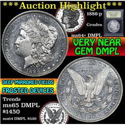 ***Auction Highlight*** 1886-p Morgan Dollar $1 Graded Choice Unc+ DMPL By USCG (fc)