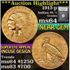 Image 1 : ***Auction Highlight*** 1913-p Gold Indian Quarter Eagle $2 1/2 Graded Choice Unc By USCG (fc)