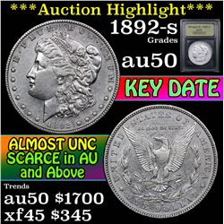 ***Auction Highlight*** 1892-s Morgan Dollar $1 Graded AU, Almost Unc By USCG (fc)