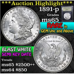***Auction Highlight*** 1891-p Morgan Dollar $1 Graded GEM Unc By USCG (fc)