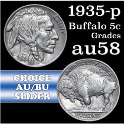 1935-p Buffalo Nickel 5c Grades Choice AU/BU Slider