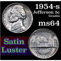 1954-s Jefferson Nickel 5c Grades Choice Unc
