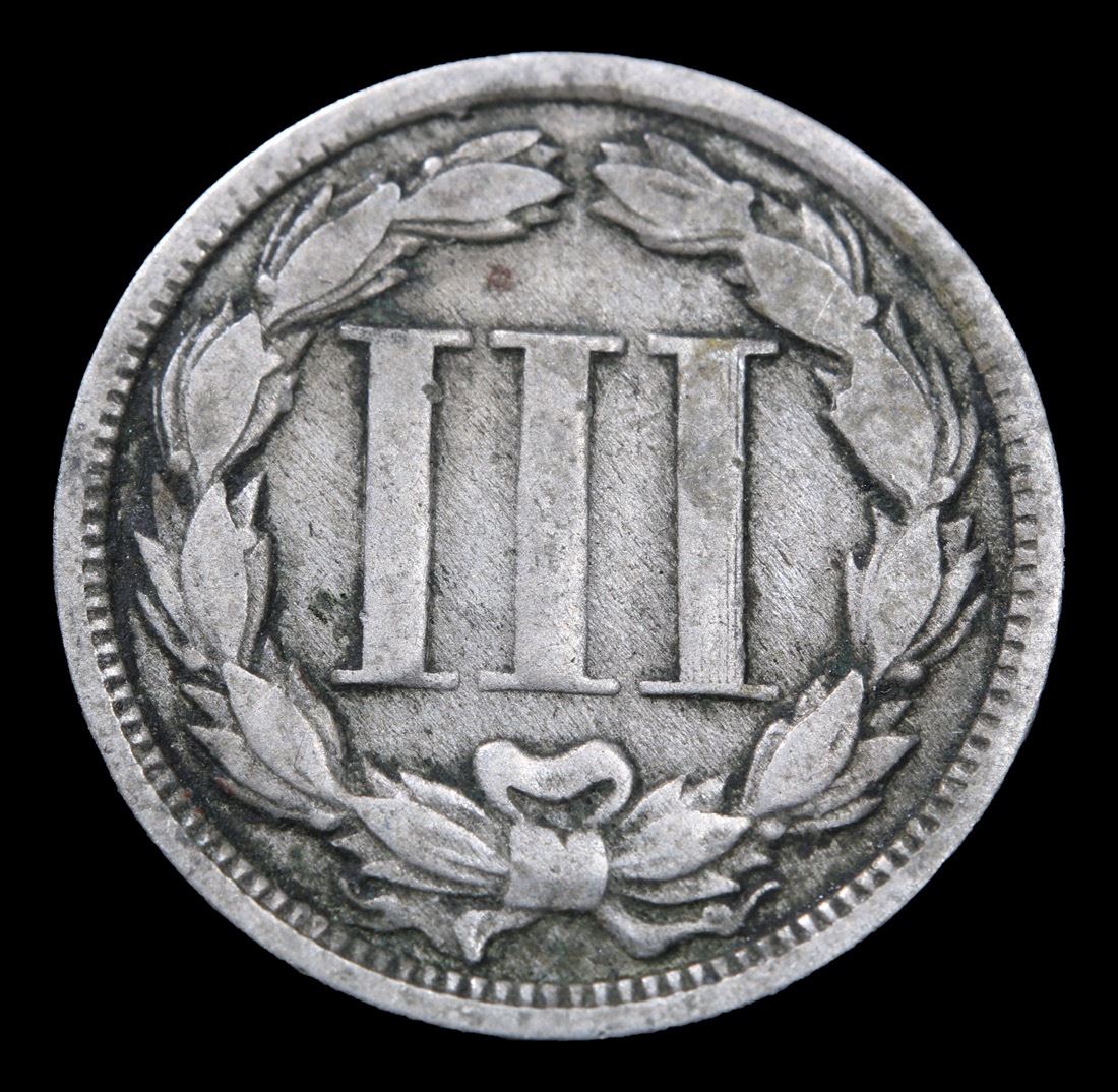 1868 Three Cent Copper Nickel 3cn Grades f, fine