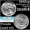 Image 1 : 1943-p Washington Quarter 25c Grades Choice Unc