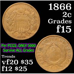 1866 Two Cent Piece 2c Grades f+