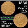 Image 1 : 1866 Two Cent Piece 2c Grades f+