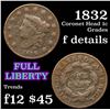 Image 1 : 1832 Coronet Head Large Cent 1c Grades f details