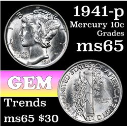 1941-p Mercury Dime 10c Grades GEM Unc