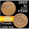 Image 1 : 1865 Two Cent Piece 2c Grades vf, very fine