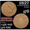 Image 1 : 1827 Coronet Head Large Cent 1c Grades g+