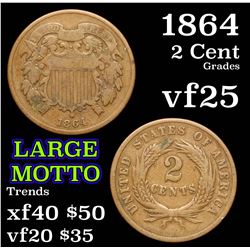 1864 Two Cent Piece 2c Grades vf+