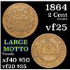 Image 1 : 1864 Two Cent Piece 2c Grades vf+