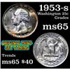 Image 1 : 1953-s Washington Quarter 25c Grades GEM Unc