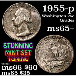 1955-p Washington Quarter 25c Grades GEM+ Unc