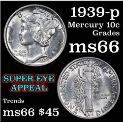 1939-p Mercury Dime 10c Grades GEM+ Unc