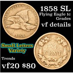 1858 SL Flying Eagle Cent 1c Grades vf details