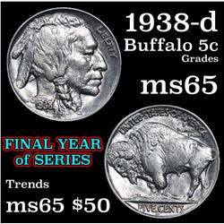 1938-d Buffalo Nickel 5c Grades GEM Unc