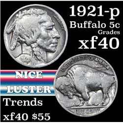 1921-p Buffalo Nickel 5c Grades xf
