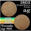 Image 1 : 1802 Draped Bust Large Cent 1c Grades ag