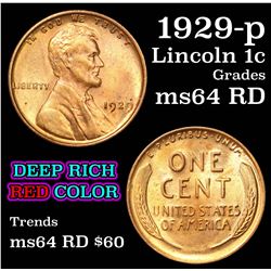 1929-p Lincoln Cent 1c Grades Choice Unc RD