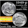 Image 1 : 1949-p Franklin Half Dollar 50c Grades Select Unc FBL