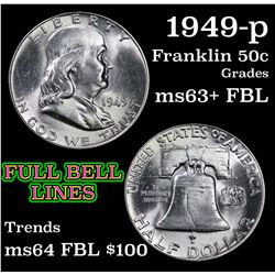 1949-p Franklin Half Dollar 50c Grades Select Unc+ FBL