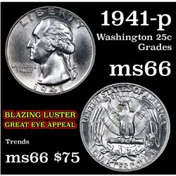 1941-p Washington Quarter 25c Grades GEM+ Unc