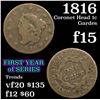 Image 1 : 1816 Coronet Head Large Cent 1c Grades f+