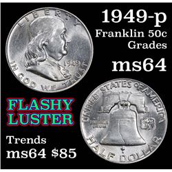 1949-p Franklin Half Dollar 50c Grades Choice Unc