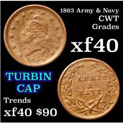 1863 Army & Navy Civil War Token 1c Grades xf