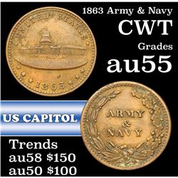 1863 Army & Navy Civil War Token 1c Grades Choice AU