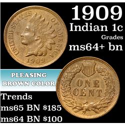 1909 Indian Cent 1c Grades Choice+ Unc BN