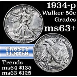 1934-p Walking Liberty Half Dollar 50c Grades Select+ Unc