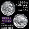 Image 1 : 1936-s Buffalo Nickel 5c Grades GEM+ Unc