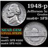 Image 1 : 1948-p Jefferson Nickel 5c Grades Choice Unc+ 5fs