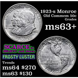1923-s Monroe Old Commem Half Dollar 50c Grades Select+ Unc